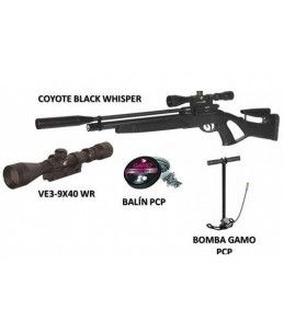 Pack Gamo Coyote black whisper pcp+bomba+visor+balines Gamo