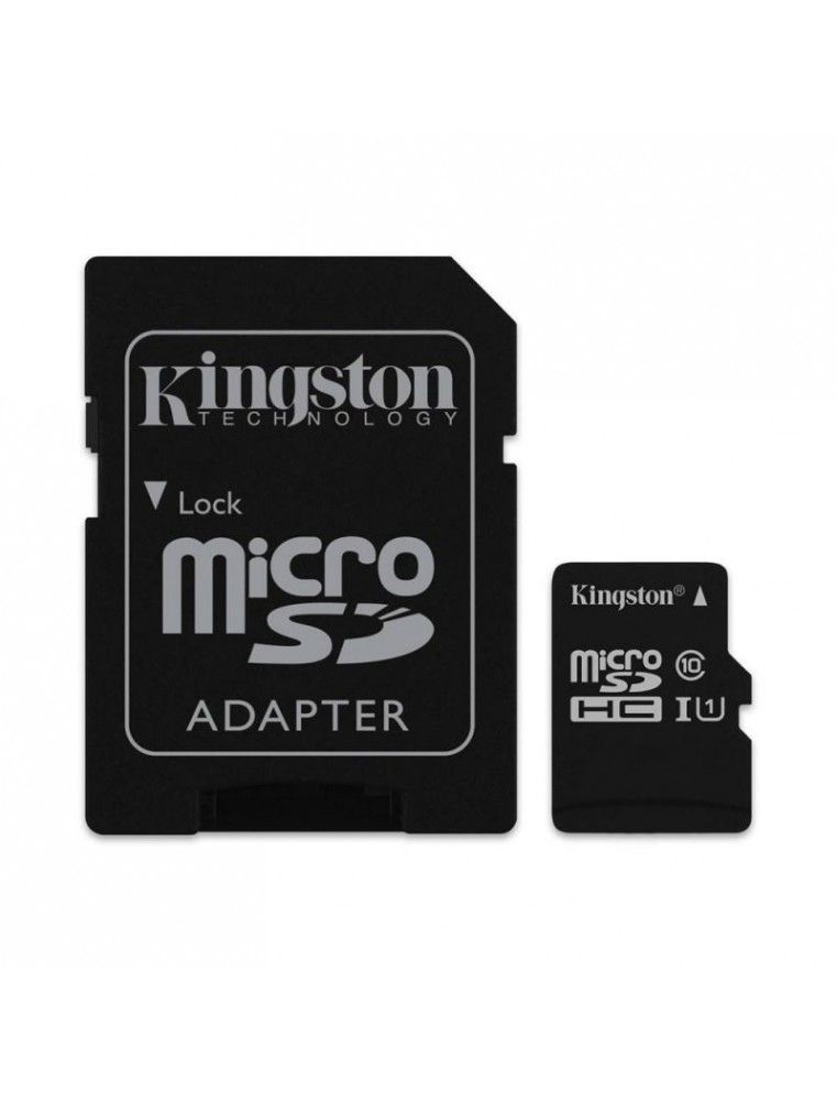 Tarjeta micro sd + adaptador kingston 16gb clase 10